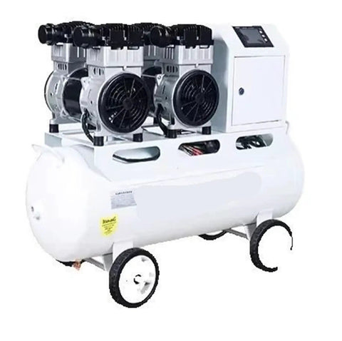 Heavy Duty Oil Free Vacuum Pump With Dual Pump Head And Built In Microcomputer Control, white industrial model with dual motors.