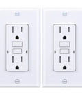 GFCI Outlet 15A 125V Duplex With Tamper Resistant Protection Led Indicator Self Test Receptacle Includes Decorator Wall Plates And Screws White UL Listed Two Pack