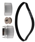 Hardcore Billet Gilmer Belt Drive Pulley Kit For Small Block Chevy 283 305 327 350 383 400 featuring chrome and black belts.