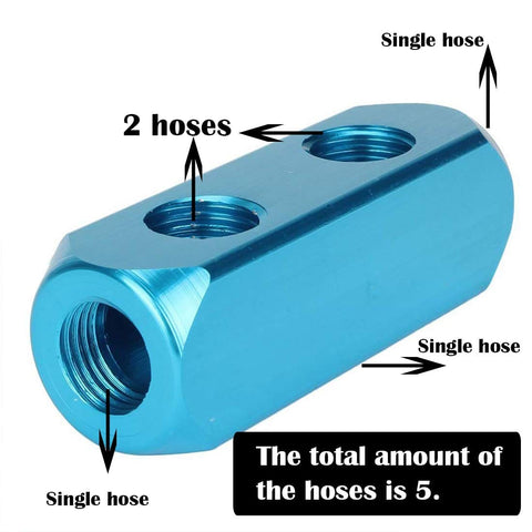 1/4 Inch Inline Pneumatic Manifold Block With Five Ports And Two Way Flow Aluminum Air Hose Splitter For Air Compressors Durable Sky Blue Nickel Plated Fitting
