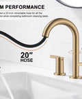 Sleek Champagne Bronze Pull Down Bathroom Faucet Featuring Twin Handles And Flexible Spray Wand Delivering Heavy Duty Performance Snug Fit On Any Widespread Sink Setup Crafted Completely Lead Free with 20-inch retractable hose.