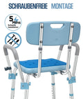 Heavy Duty Shower Chair With Arms And Back For Inside Shower, Safe Bath Bench For Elderly, aluminum non slip, tool-free assembly
