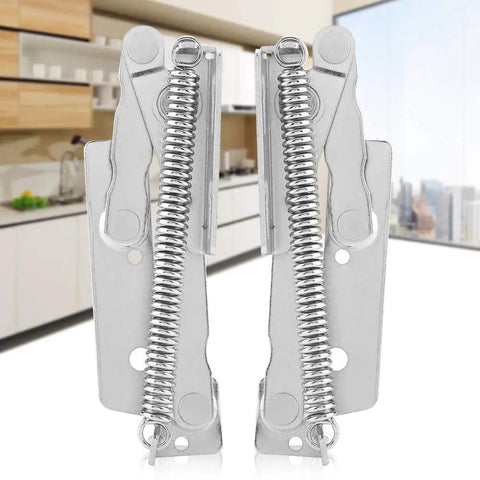 Two Piece Steel Durable Lift Up Spring Hinge For Cabinets, Under Cabinet Pull Down Scissor Hinge, in a kitchen setting