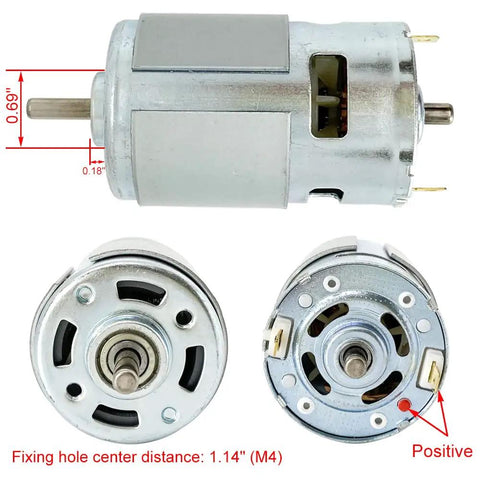 Beefy 12V To 24V DC Motor With 6000 To 12000 RPM Double Ball Bearing High Torque Low Noise With Bracket for DIY tools