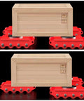 Heavy Duty Steel Machinery Skate Dollies For Room Redo Moves With 360 Swivel Non Slip Casters To Glide Heavy Appliances Smoothly under a wooden crate.
