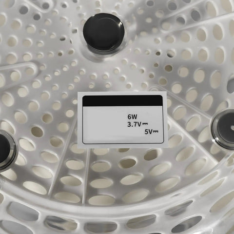 Bottom view of Killer Electric Salad Spinner With Six Liter Capacity And Rapid Spin Motor showing 6W motor specifications.
