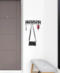 Eight Hook Wall Organizer For Keys Leashes And Collars With Metal Construction And Dog Leash Holder And Paw Design wall mounted in entryway