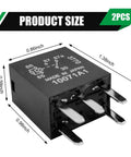 Heavy Duty 12 Volt 5 Pin Fuel Pump Relay Pair Straight Swap Automotive electrical component with dimensions shown.