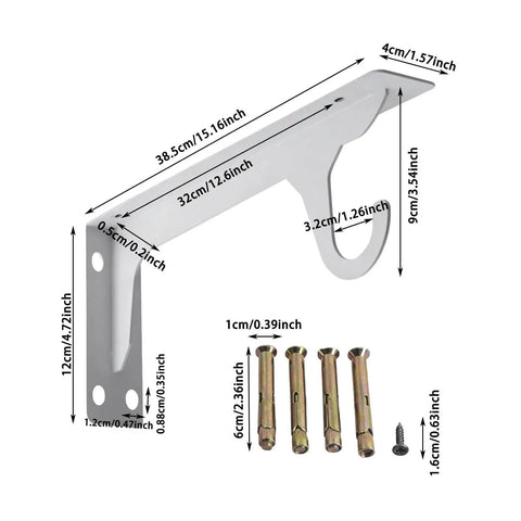 Sturdy Closet Rod Brackets For Wall Mount Fits One Point Three To One Point Five Inch Rods Black Metal Shelf Supports dimensions
