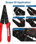 8 Inch Third Generation Pro Grade Wire Stripping And Crimping Tool With 5 In 1 Functionality for 10 To 22 AWG