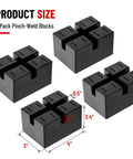 Solid Rubber Pinch Weld Blocks Jumper Pads for Auto Lift Jack Stand Support, 4 pack, 3x4x0.5 inches, heavy duty car repair.