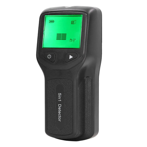 Fafeicy Stud Finder Wall Scanner 5 in 1 Detector with LCD Display for, close-up view showing LCD screen and buttons.