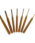 Solid Minhe 7 Piece Punch Set Includes Roll Pin And Chisel Tools Plus Marking Scribe For Watch Repair, Machinery Maintenance, DIY Jobs With Gold Alloy Steel Handle That Is Super Grip Friendly., 7 gold alloy steel punches, 150mm, assorted pin sizes
