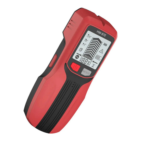 Studs Finders and Metal Detector Wall Scanner for Home Use with LCD Display, lightweight red device for scanning wood, metal, and cables.