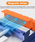 Set Of Two Pair Four Inch Soft Jaw Pads For Bench Vise With Knockout Magnetic Base showcasing magnetic stripe and grip design.