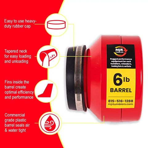 Triple Barrel Rock Tumbler Kit 18Lb Capacity Pro Grade Heavy Duty Polisher With Grit 6lb red barrel with features and label