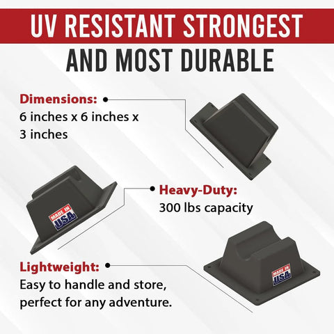 BullKe 4-pack rooftop pipe supports, 6x6x3 in, 300 lb capacity, UV resistant, Made in USA