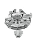 Front view of assembled Star Wars Millennium Falcon 3D Metal Model Kit No Glue Needed Easy Clip Together Hobby Craft displaying details.