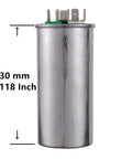 Dual Run CBB65 Start Capacitor 80 And 7 Point 5 Microfarad Built To Last 370 And 440 Volt AC, 130mm shown