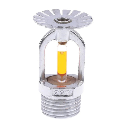 Heavy Duty Hidden Pendent Fire Sprinkler Head With Automatic Fifty Seven Degree Activation For Plug And Play Ceiling Setup showing metal casing and glass element.
