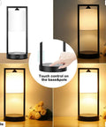Wireless Charging Table Lamps Set Of 2 With 3-Way Dimmable Touch Control, Bedside Nightstand Lamps In White Fabric Shade, light settings shown