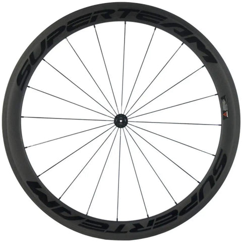 50mm Carbon Clincher Wheelset For 700C Road Bikes, 23mm Rim Width, Deep Aero Profile, Basalt Braking Surface, Front View