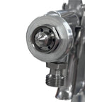 Pro Tier Heavy Duty Industrial Spray Gun With Precision One Point Three Millimeter Tip showing the detailed nozzle and air connection.