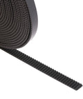 Solid Grip 6Mm GT2 Timing Belt For 3D Printers Steel Reinforced Polyurethane Coating Black showing ribbed texture and design.