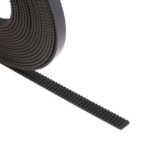 Solid Grip 6Mm GT2 Timing Belt For 3D Printers Steel Reinforced Polyurethane Coating Black showing ribbed texture and design.