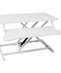 Super Comfy Height Adjustable Standing Desk With Swivel Keyboard Tray For Home Office Computer Workstation, white finish, 31.5x15.7in size.