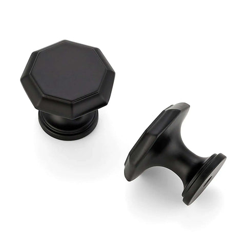 Slick Matte Black Round Cabinet Knobs Featuring A Sleek Zinc Body And Single Hole Mounting For Fresh Kitchen Drawers Or Bathroom Vanities Straight Up Pro Grade Durability With A Tight Fit Set Of 10 - octagonal shape detail