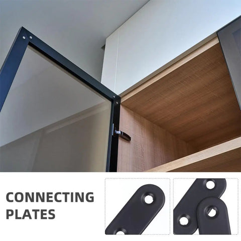 Product image showing Flat Corner Brackets 12 Pack Stainless Steel Mending Plates for Wood Shelves and Wardrobes Cabinets and Furniture Repair.