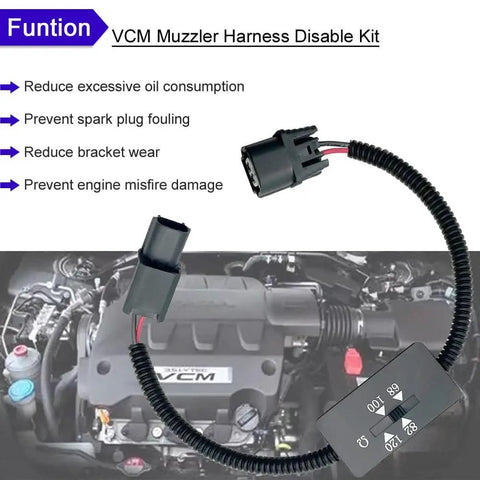 Honda Three Point Five Liter V6 VCM Muzzler Harness Disable Kit With Replacement Resistor Set 68 Ohm 82 Ohm 100 Ohm 120 Ohm displayed over Honda engine