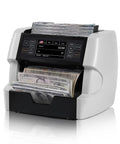 Premium Money Counter Machine For Mixed Denomination Bills, Multi Currency Support For Usd Euro Cad MxN With Advanced CishuvirMGmt Security Detection showing LCD display and dollar bills.