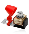 Premium Top Shelf 200A Terminal Fuse Block Kit With Waterproof Cap And 5 16 Inch Stud For Boats Trucks Rv And Hassle Free Industrial Circuit Protection Setup, showing fuse block with red waterproof cap.