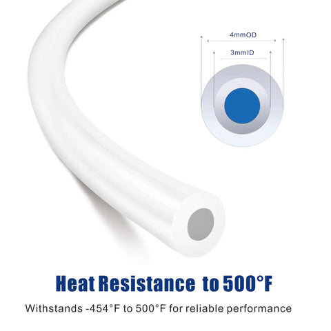 Teflon Bowden Tubing For 1.75mm Filament 3D Printer, 10Ft Long, 3Mm ID And 4Mm OD, PTFE Tube, Heat Resistant Illustration