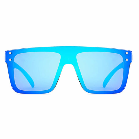Gender Neutral Polarized Sunglasses With Blue Mirror Lenses Matte Black Frame Z87 Impact Proof UV400 Eye Protection lightweight sport frames