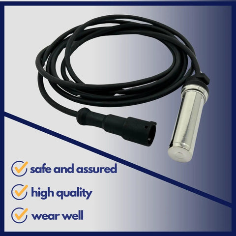 Top Shelf Heavy Duty Abs Wheel Speed Sensor With 5.6 Feet Straight Cable For Freightliner And Meritor Wabco Heavy Trucks mounted with cable.