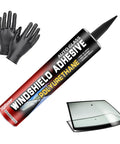 Windshield Urethane Adhesive Sealant For Auto Glass Quick Curing Weather Resistant Beast Bond And Professional Strength Glue For Vertical And Overhead Application Windshield Repair Kit Includes Gloves 10.5 Oz Black, tube with gloves and glass