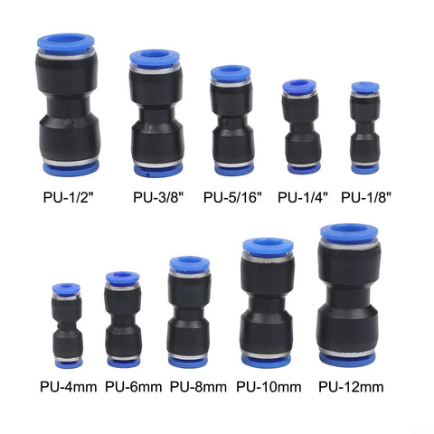 Versatile Quick Connect Air Hose Fitting Kit Push To Connect Pneumatic Coupler Tools For 4mm To 12mm And 1/8 To 1/2 Inch Diverse Tasks Nickel Plated Brass Build Resists Harsh Workshop Grime Effortless Operation With Circular Release Ring, assorted PU couplers