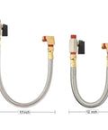 Flexible Braided Steel Tank Drain Valve Kit With 15 Inch Tube And 1/4 Inch NPT Fittings For Air Compressors, Kink Resistant