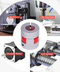 Two Pack Aluminum Flexible Shaft Couplings 10mm To 14mm Bore, 35mm Long Plum Shaped Spider Coupler for motors and CNC machines