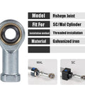 Fisheye Joint Female Piston Rod End Ball Head For Pneumatic Cylinder U Fitting Mounting Knuckle Bearing With Internal Thread And 12mm Hole, galvanized iron