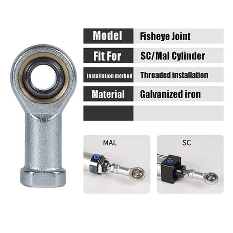 Fisheye Joint Female Piston Rod End Ball Head For Pneumatic Cylinder U Fitting Mounting Knuckle Bearing With Internal Thread And 12mm Hole, galvanized iron