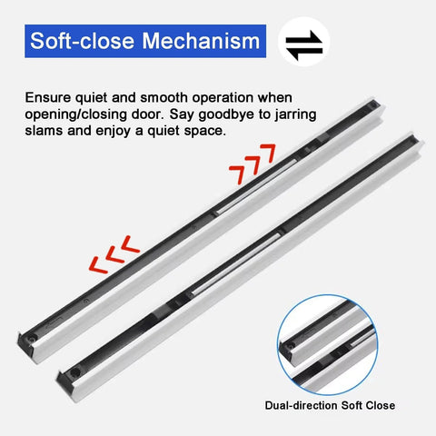 Dual-direction soft close mechanism of Ghost Mirror Sliding Door Hardware Kit for Concealed Systems