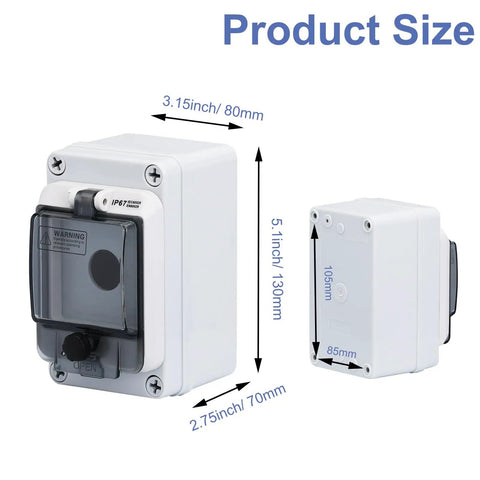 Dimensions of Rugged Outdoor Emergency Stop Button With Box Waterproof E Stop Push Button Switch IP67 Weatherproof 660V 10A