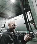 Mechanic using Zyklop 8000A Five In One Pro Grade One Fourth Inch Drive Ratchet With Swivel Head on airplane maintenance