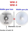Kids Ride On Toy Car 390 Gearbox Gear Set with WW-3 WW-4 Gears includes 8T iron and plastic middle gears with dimensions shown