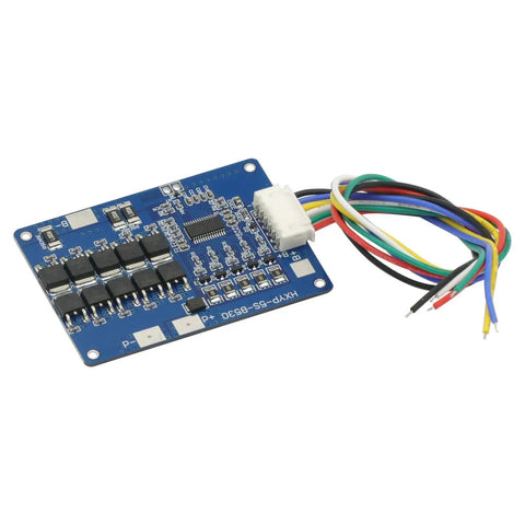 Badass 5S BMS Protection Board For 18650 Lithium Battery Pack Featuring Built In Balance Circuit 30 Amp Continuous Draw And 45 Amp Peak Surge For 21 Volt Systems with wires, 70x50x7mm size.