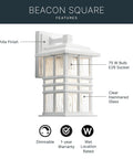Craftsman Style Outdoor Wall Light In White 12 Inch Tall Exterior Sconce With Clear Hammered Glass One Light Porch Lighting For Patio Or Entry Built Tough Mission Glow